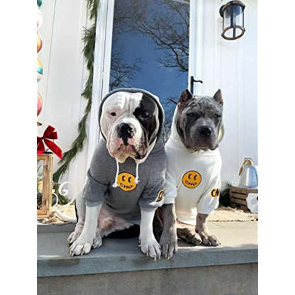 Smiley Dog Hoodie Stylish Dog Clothes Smiley Face Sweater Cotton Sweatshirt Fashion Outfit For Dogs Cats Puppy-Paw Print Pad