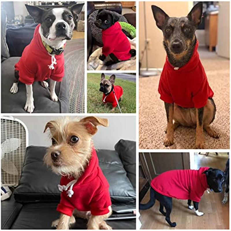 Dog Hoodies Fleece Lined Hooded Pullover For Dog Cat In Cold Weather-Paw Print Pad