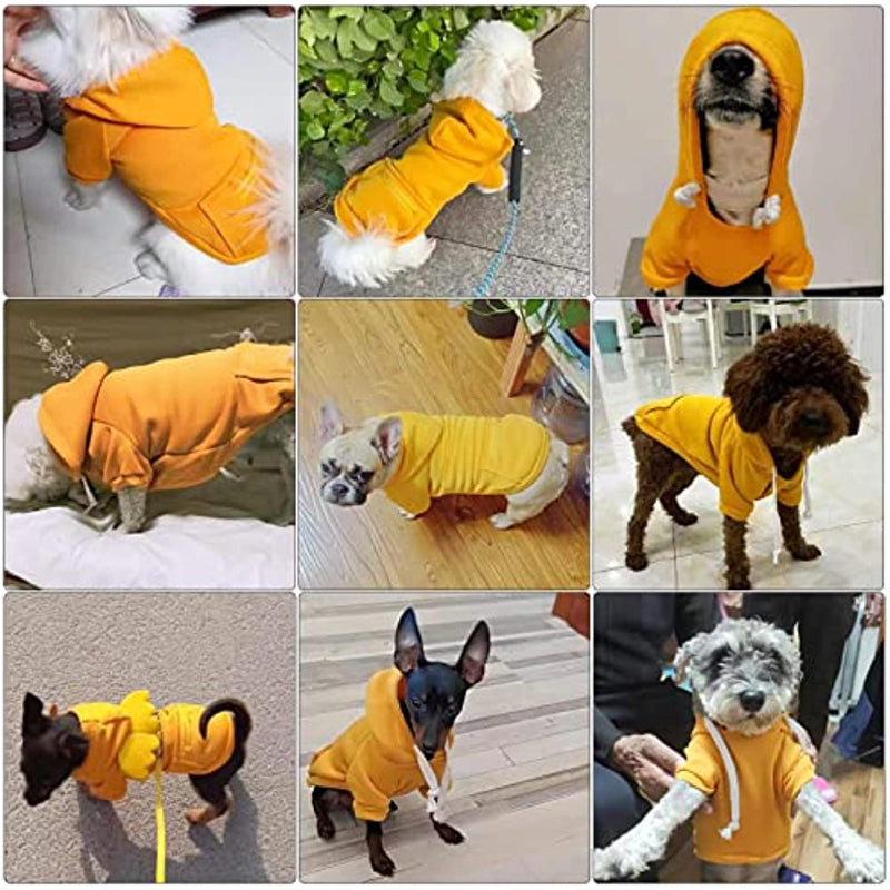 Pet Dog Hoodie Sweater Black Warm Soft Fleece Sweatshirts With Pocket-Paw Print Pad