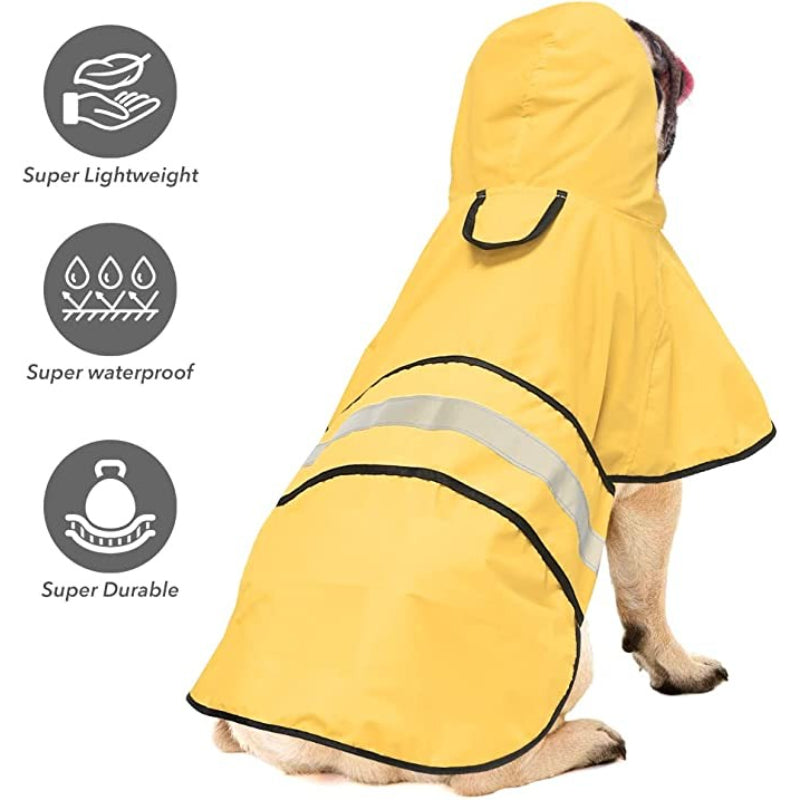 Rain Coat For Small Dogs Waterproof Adjustable Pet Raincoat Jacket-Paw Print Pad