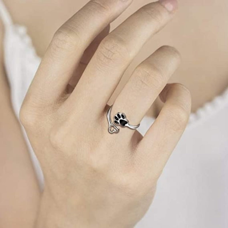 Puppy Paw Print Ring Heart Shaped Jewellery-Paw Print Pad