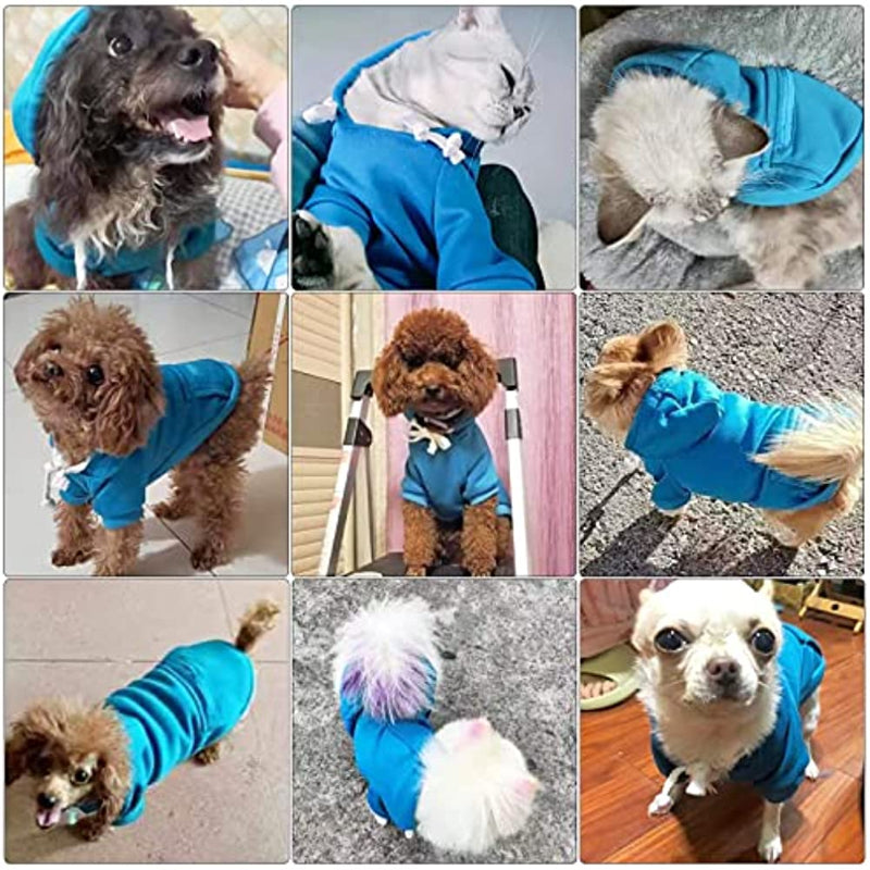 Pet Dog Hoodie Sweater Black Warm Soft Fleece Sweatshirts With Pocket-Paw Print Pad