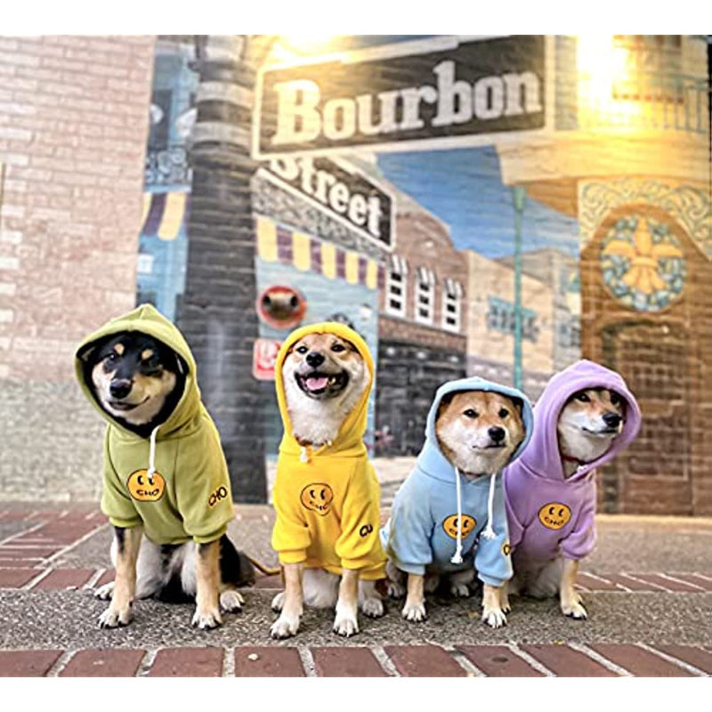 Smiley Dog Hoodie Stylish Dog Clothes Smiley Face Cotton Sweatshirt Fashion Outfit For Dogs Cats Puppy-Paw Print Pad
