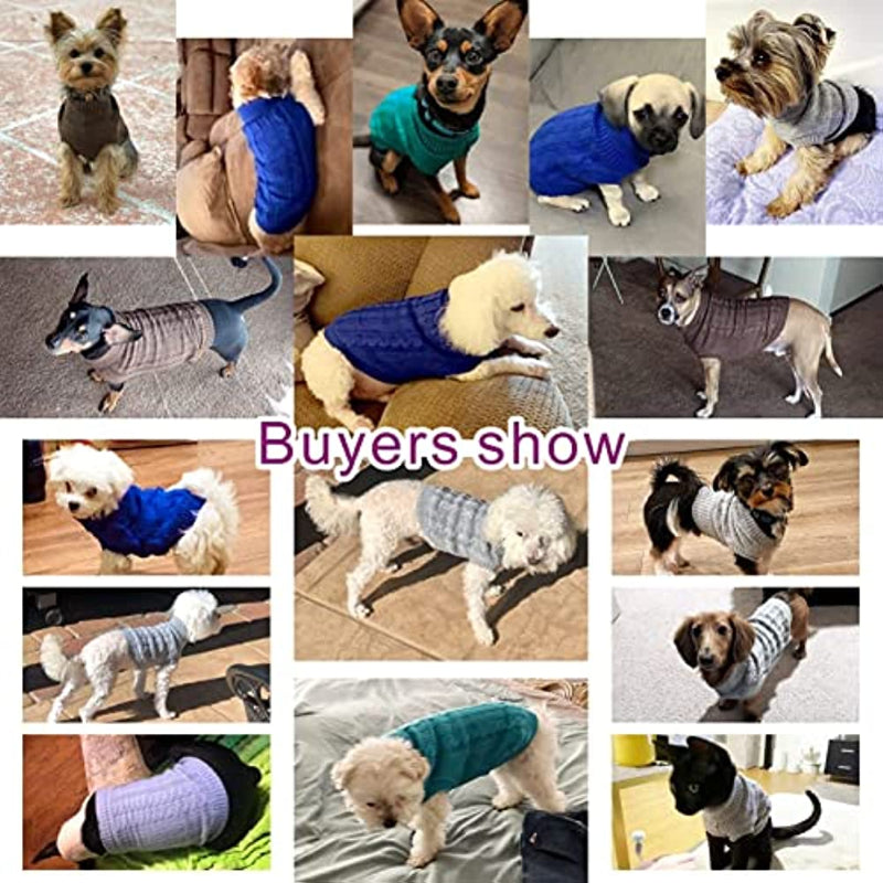 Small Dog Knitted Pet Sweater Warm Dog Sweatshirt Dog Winter Clothes-Paw Print Pad