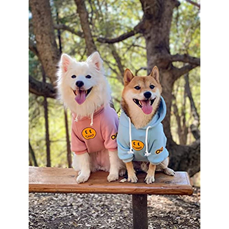 Smiley Dog Hoodie Stylish Dog Smiley Face Sweater Cotton Sweatshirt Fashion Outfit For Dogs Cats Puppy-Paw Print Pad