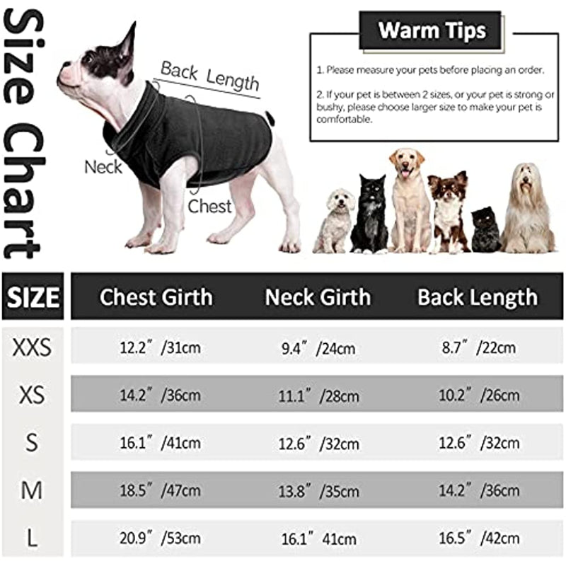 Dog Fleece Vest, Warm Sweatshirt Puppy Stretchy Sweater Pullover Dog Turtleneck Coat Dog Winter Jacket With Leash Hole-Paw Print Pad