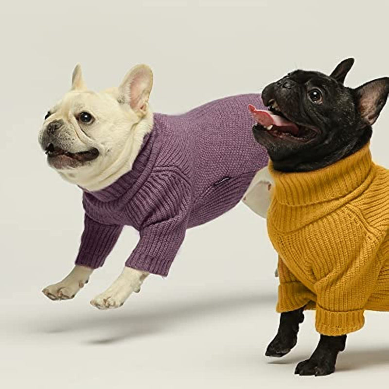 Thermal Knitted Dog Sweater Doggy Winter Coat Pet Clothes Doggie Turtleneck Jacket Puppy Outfits-Paw Print Pad