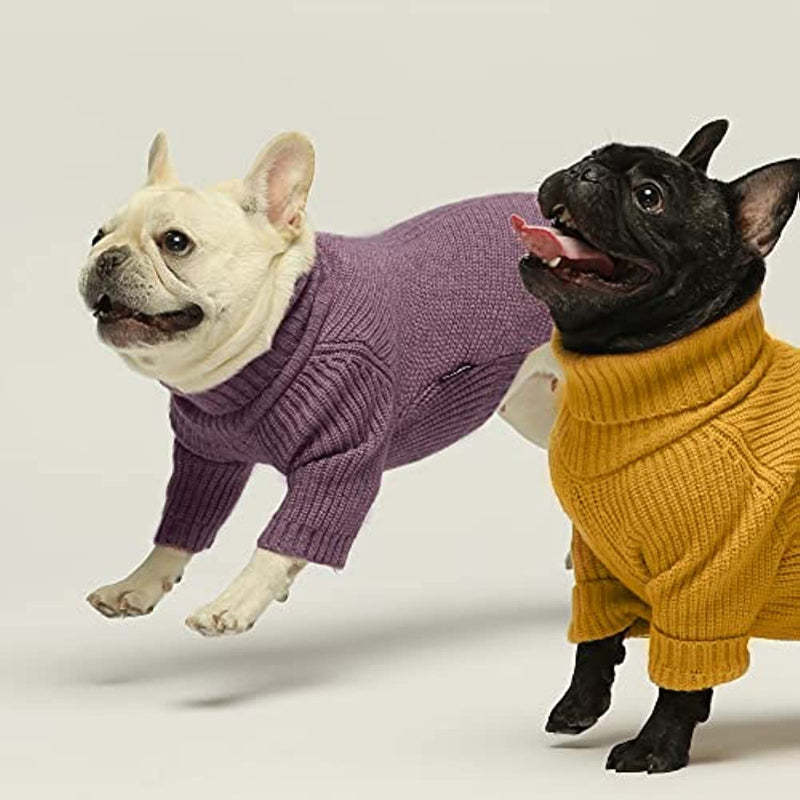 Thermal Knitted Dog Sweater Doggy Winter Coat Pet Clothes Doggie Turtleneck Jacket Puppy Outfits-Paw Print Pad
