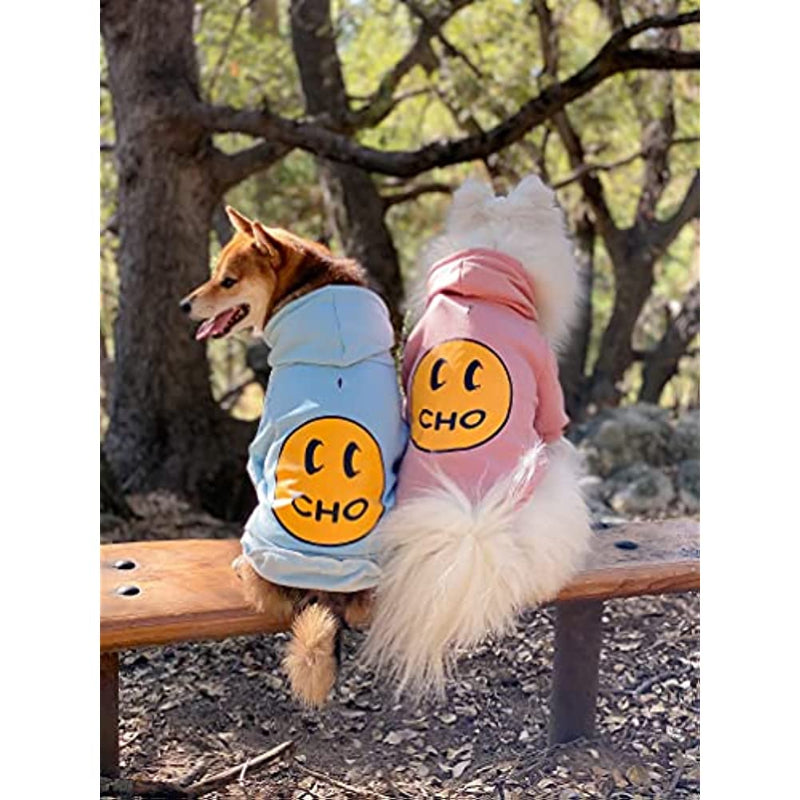 Smiley Dog Hoodie Stylish Dog Smiley Face Sweater Cotton Sweatshirt Fashion Outfit For Dogs Cats Puppy-Paw Print Pad