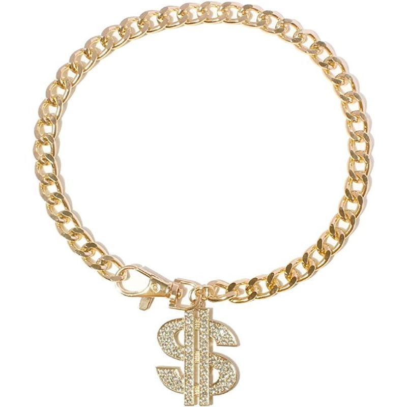 Gold Link Chain Punk Pearl Necklace For Dogs-Paw Print Pad