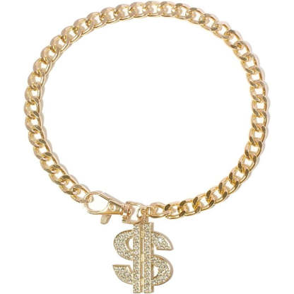 Gold Link Chain Punk Pearl Necklace For Dogs-Paw Print Pad