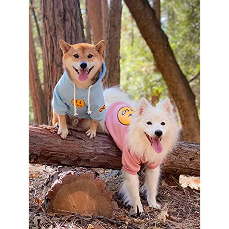 Smiley Dog Hoodie Stylish Dog Smiley Face Sweater Cotton Sweatshirt Fashion Outfit For Dogs Cats Puppy-Paw Print Pad