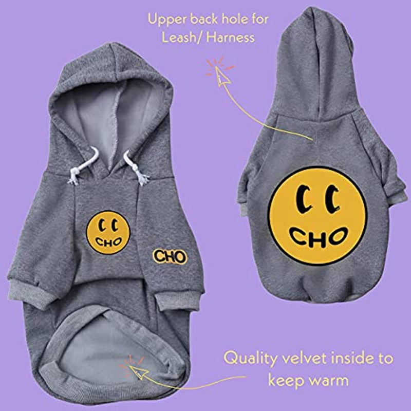 Smiley Dog Hoodie Stylish Dog Clothes Smiley Face Sweater Cotton Sweatshirt Fashion Outfit For Dogs Cats Puppy-Paw Print Pad