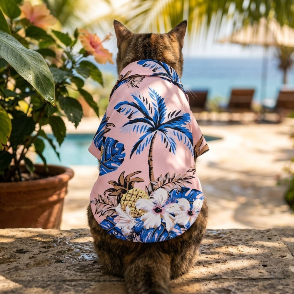 Lightweight Hawaiian Style Hooded Shirt For Small Pets