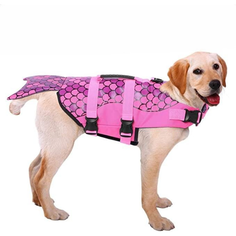 Dog Life Jacket Swimsuit For Pool Floatation Vest For Dogs-Paw Print Pad