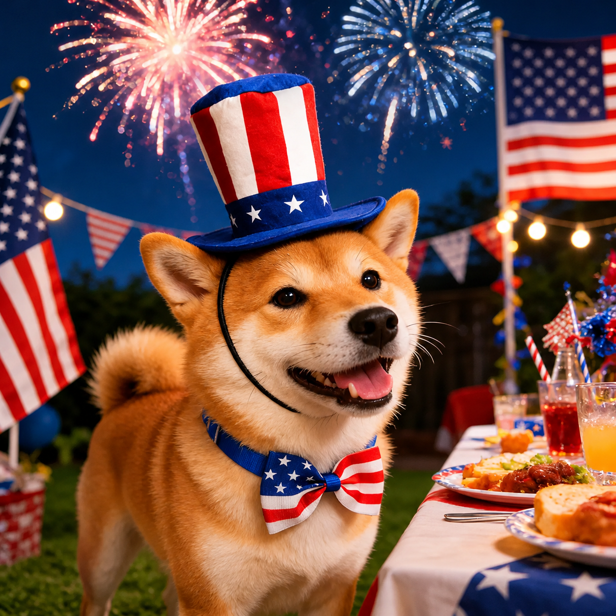 USA Flag Hat And Bow Tie Pet Set For Dogs And Cats