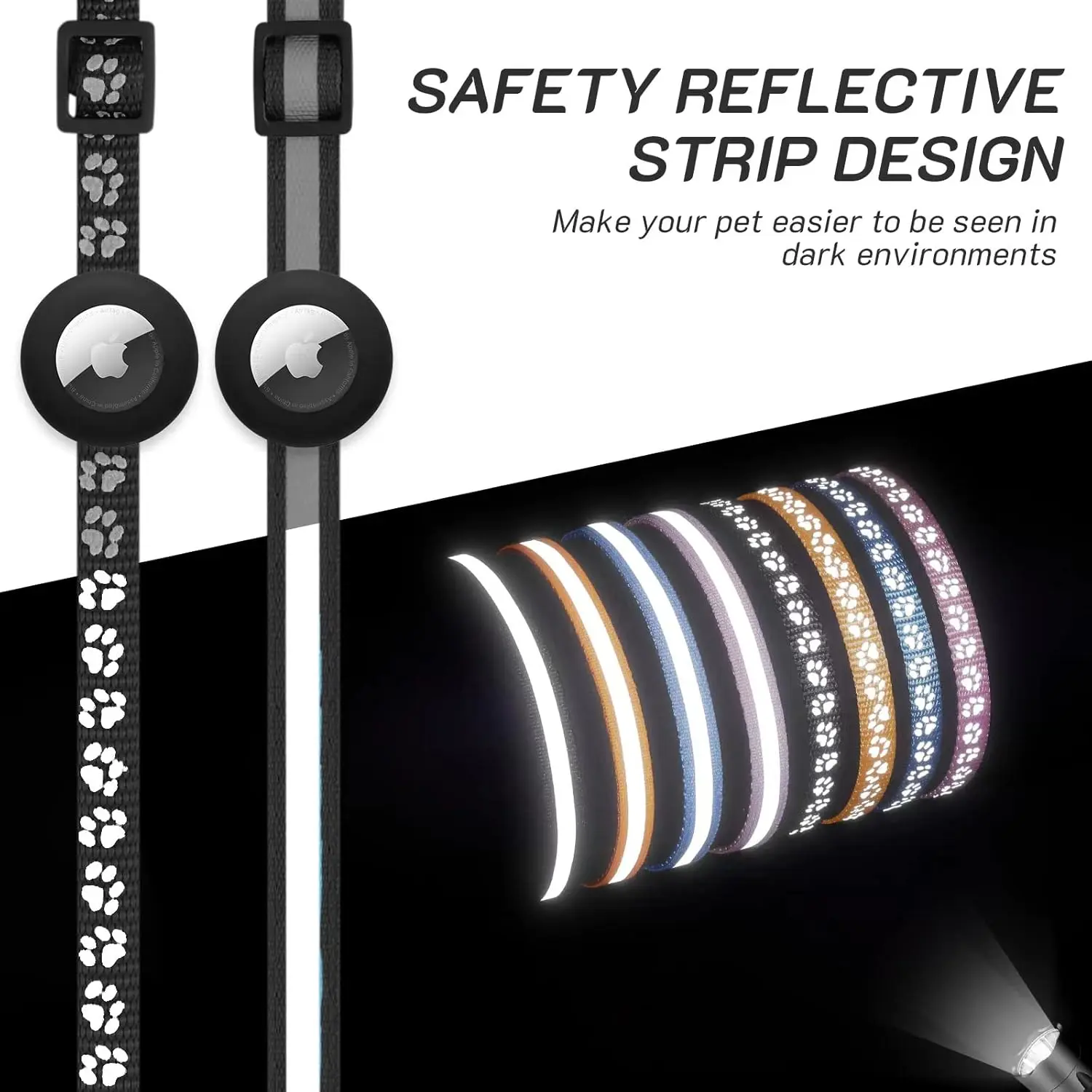2 Pack Airtag Cat Collar Breakaway with Bell,Reflective Kitten Collar with Cat Collar Holder,Adjustable 7-12In,Safety Buckle for Girl Boy Cats,Pet Supplies,Accessories,Gifts,Reflective Collars