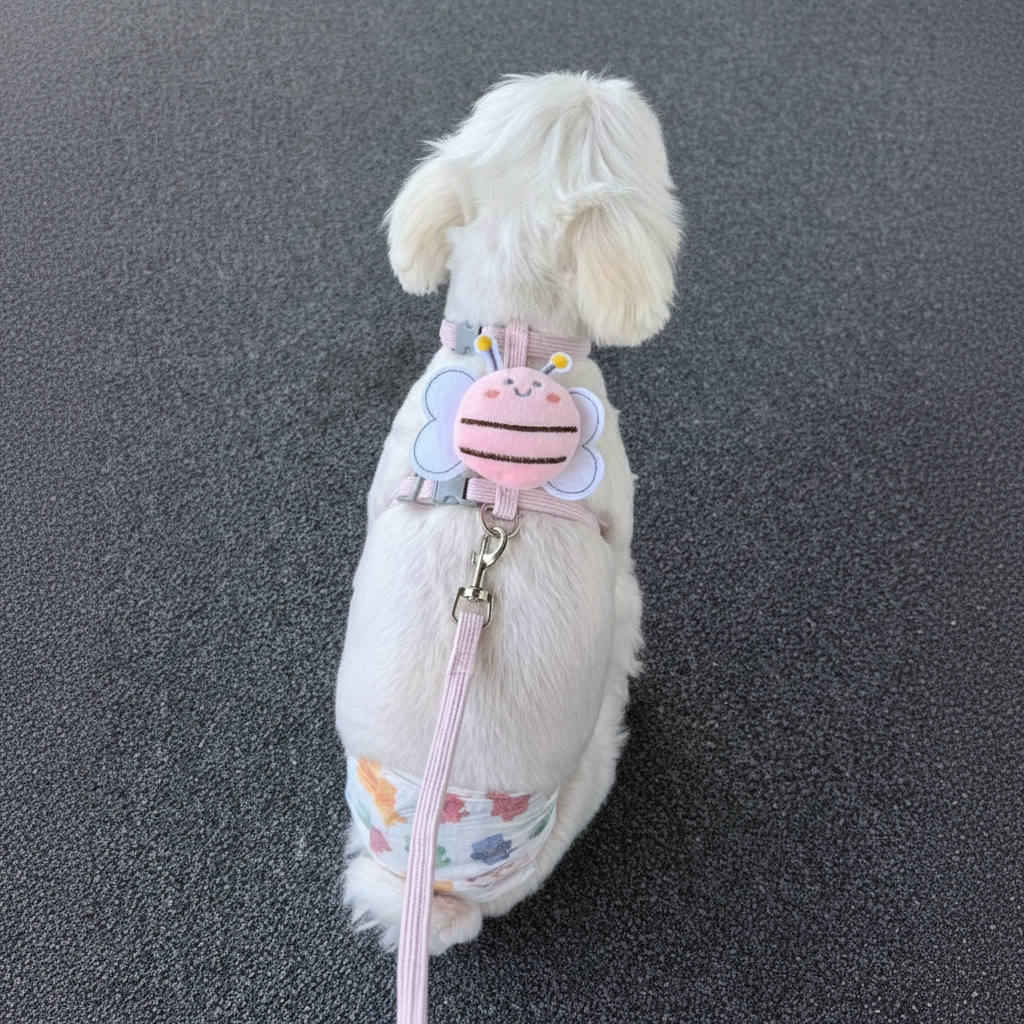Adjustable Bee Design Pet Harness And Leash Set For Cats And Small Dogs