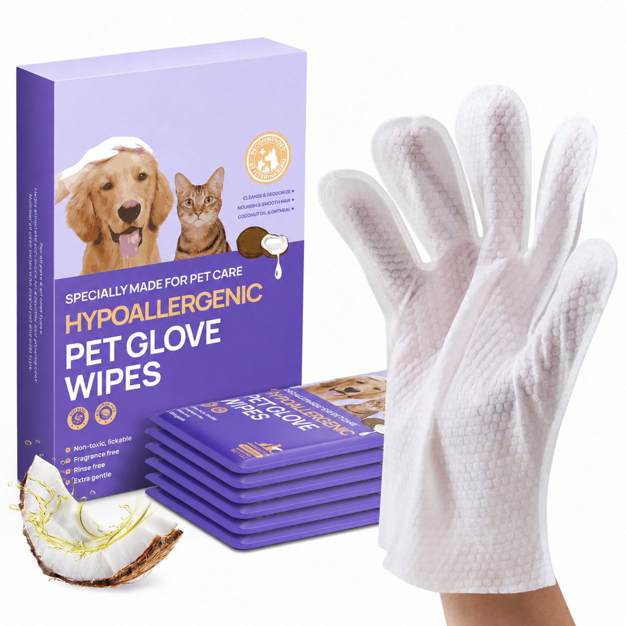 Deshedding Cleaning And Soothing Grooming Coconut Oil Wipes For Dogs And Cats