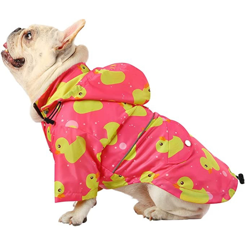 Dog Raincoat Double Layer Zip Rain Jacket With Hood For Small To Large Dogs Yellow - XL-Paw Print Pad