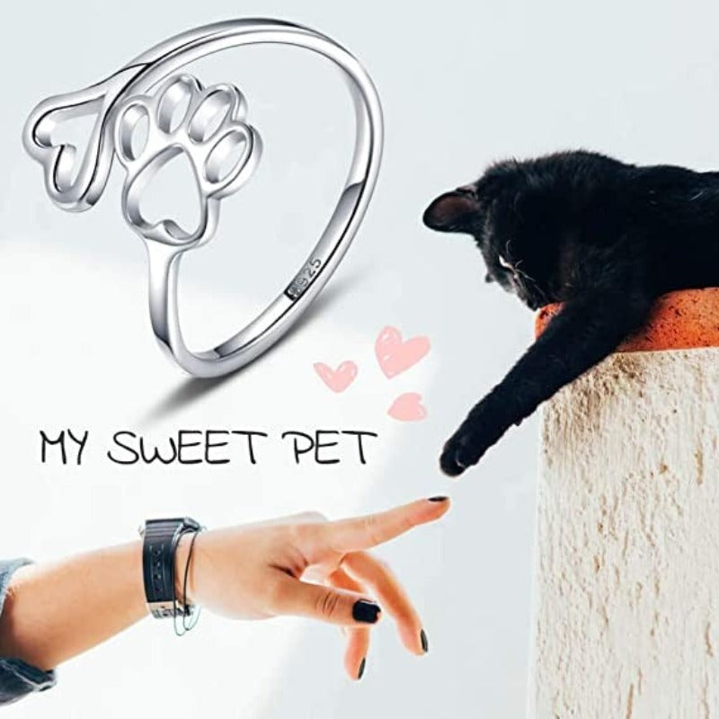 Puppy Paw Print Ring Heart Shaped Jewellery-Paw Print Pad