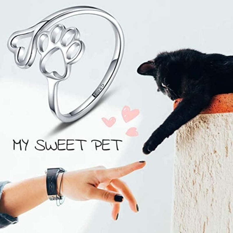 Puppy Paw Print Ring Heart Shaped Jewellery-Paw Print Pad