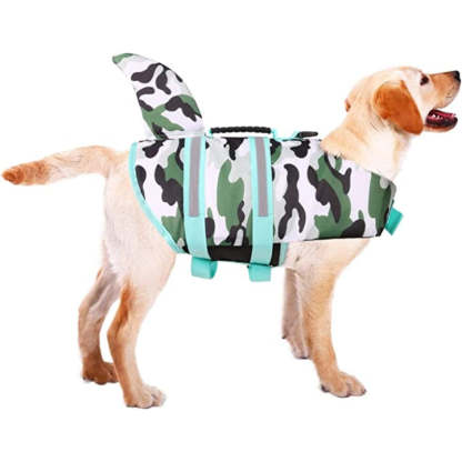 Dog Life Jacket Swimsuit For Pool Floatation Vest For Dogs-Paw Print Pad