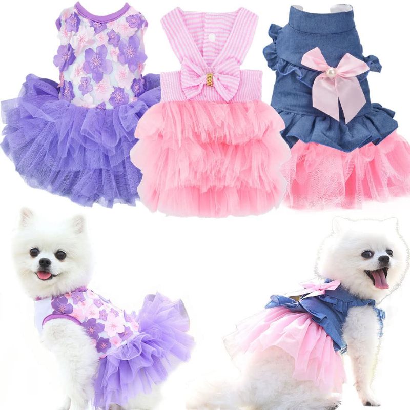 Summer Puppy Clothes Outfit Apparel Female Cat Skirt-Paw Print Pad