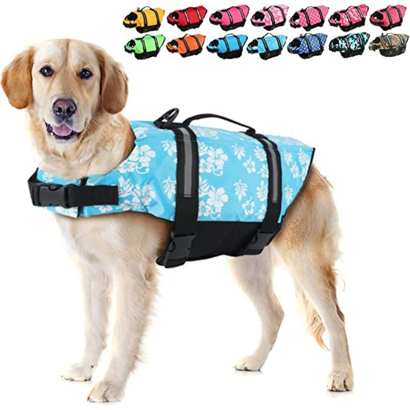 Dog Life Preserver, Dog Flotation Vest For Swimming-Paw Print Pad