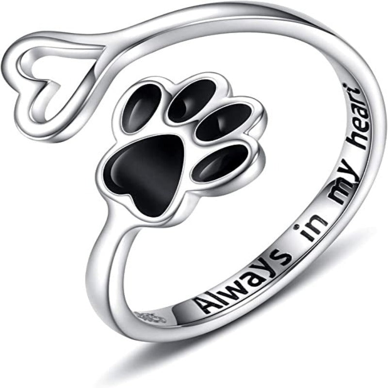 Puppy Paw Print Ring Heart Shaped Jewellery-Paw Print Pad