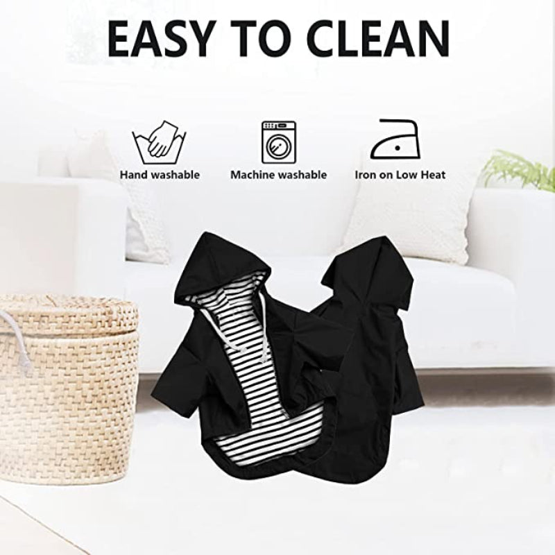 Dog Raincoat Waterproof Puppy Rain Jacket With Hood Reflective Strap-Paw Print Pad