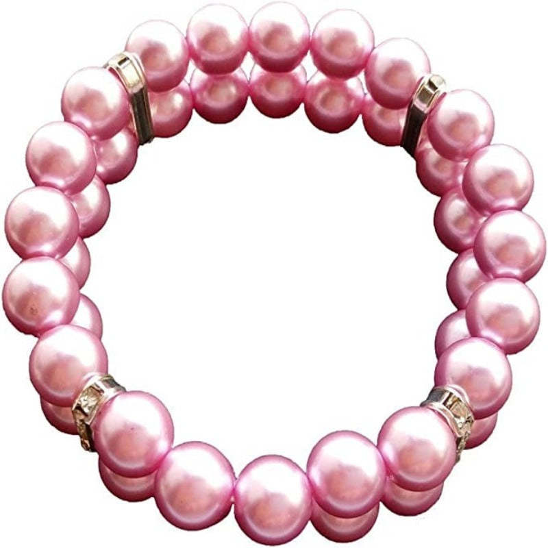 Fashion Two Rows Rhinestone Faux Pearl Elastic Pet-Paw Print Pad