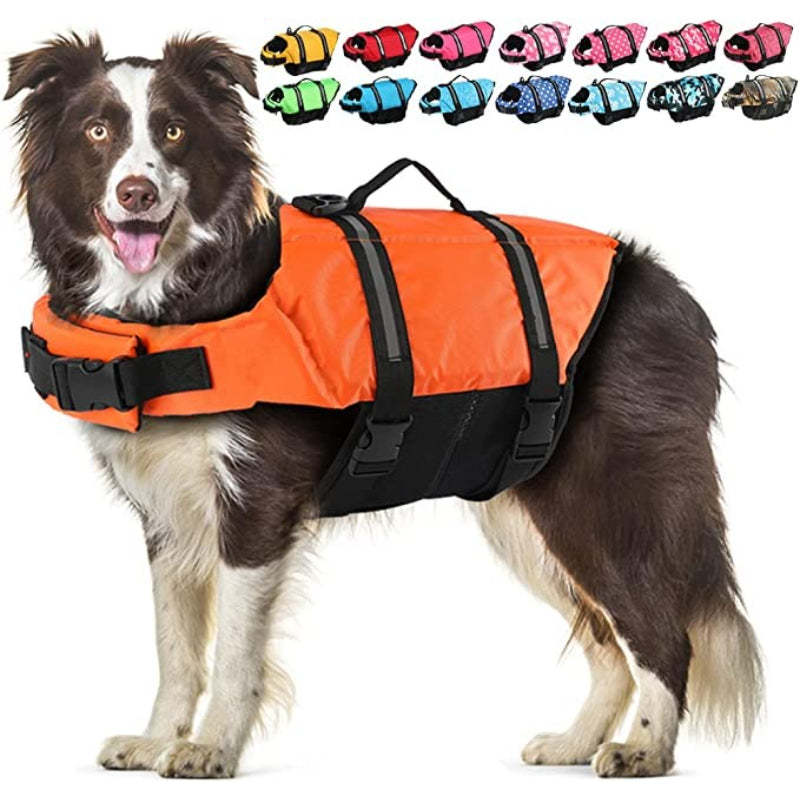 Dog Life Preserver, Dog Flotation Vest For Swimming-Paw Print Pad
