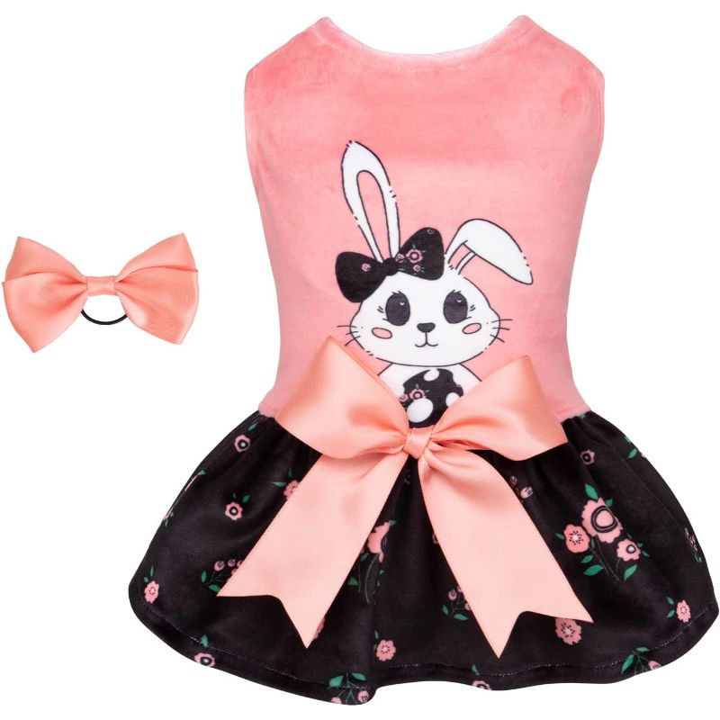 Green Dress Velvet For Small Dogs Girl Puppy Dresses Clover Dog Clothes-Paw Print Pad