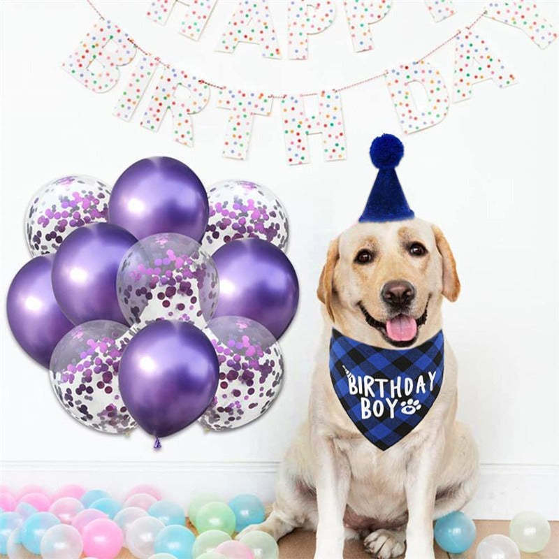 Dog Birthday Party Supplies, Boy Dog Birthday Bandana Scarf And Dog Birthday Hat With Number-Paw Print Pad