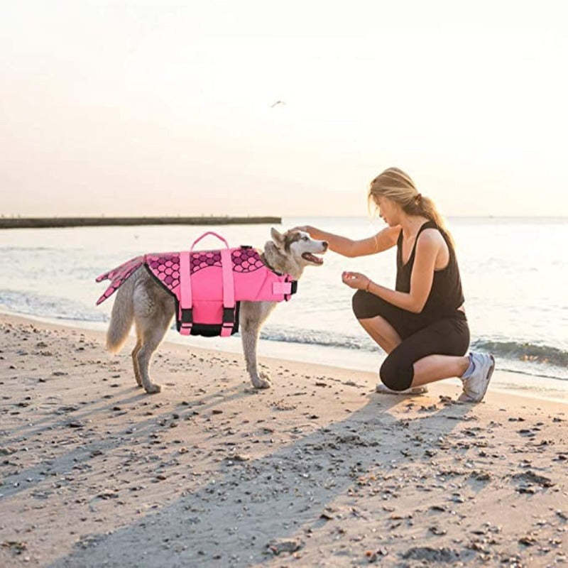 Dog Life Vests With Dog Life Preserver For Swimming, Boat-Paw Print Pad