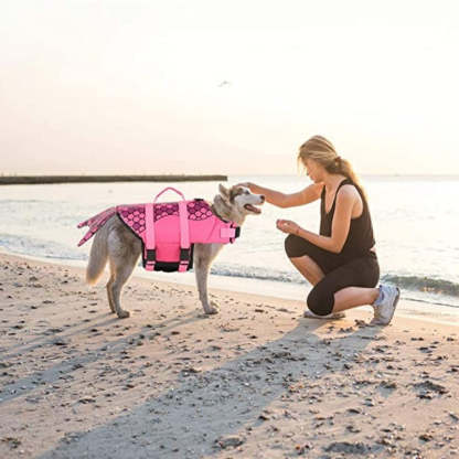 Dog Life Vests With Dog Life Preserver For Swimming, Boat-Paw Print Pad