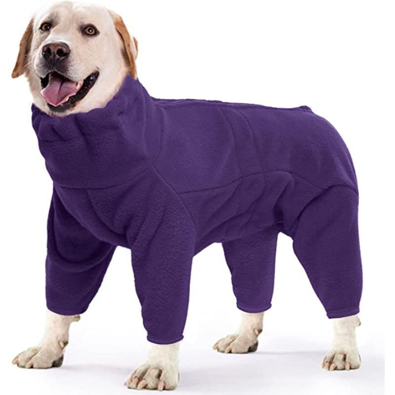 Dog Winter Coat Soft Fleece Pullover Pajamas, Pet Outfit Clothes-Paw Print Pad