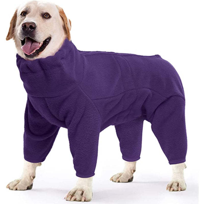 Dog Winter Coat Soft Fleece Pullover Pajamas, Pet Outfit Clothes-Paw Print Pad