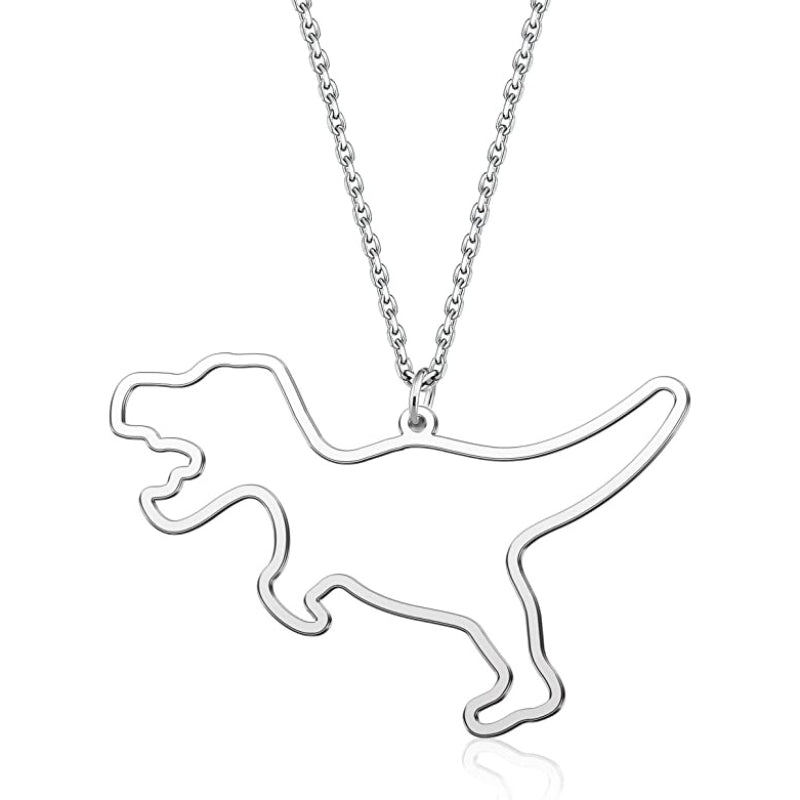 Silver Pet Dog Cat Animal Dinosaur Necklace Personalized-Paw Print Pad