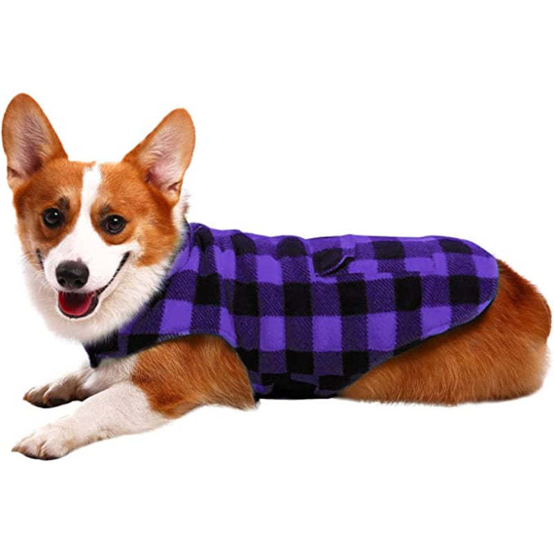 Dog Winter Coat, Dog Fleece Jacket Plaid Reversible Dog Vest Waterproof Windproof Cold Weather Dog Clothes Pet Apparel For Dogs-Paw Print Pad