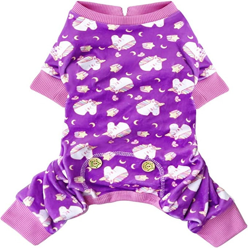 Dog Pajama Soft Material Stretchable Diamond Dogs Pajamas Onesie Pet Pjs Dogs Apparel for Small Dogs-Paw Print Pad