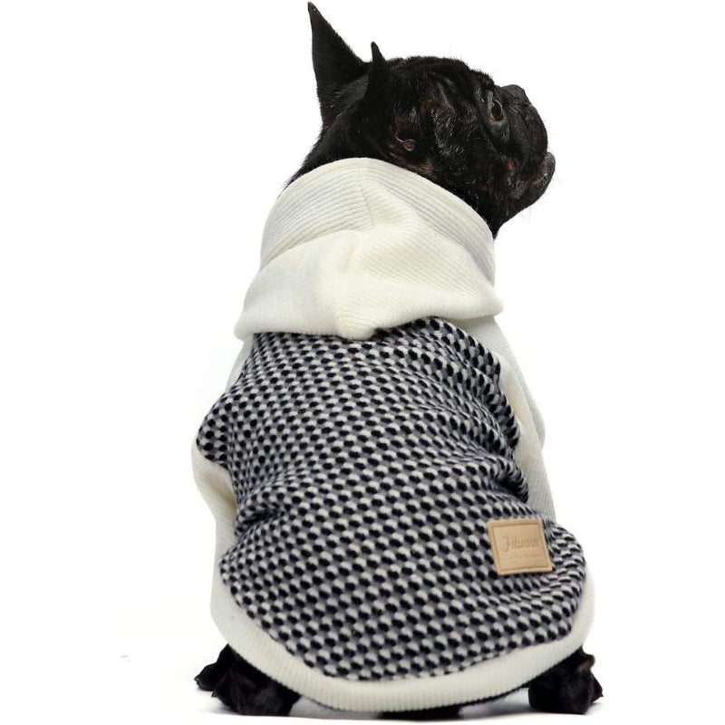 Knitted Pet Clothes Dog Sweater Hoodie Sweatshirts Pullover Cat Jackets White Small-Paw Print Pad