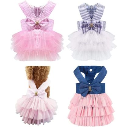 Pet Dog Clothes, Striped Mesh Puppy Dog Princess Dresses