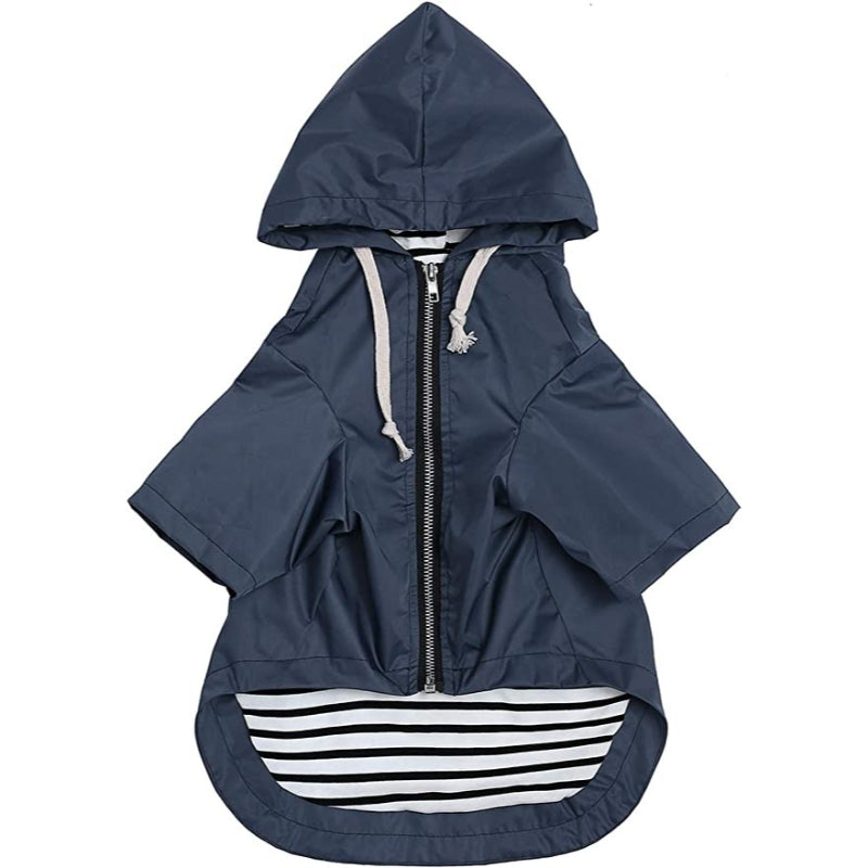 Dog Raincoat Waterproof Puppy Rain Jacket With Hood Reflective Strap-Paw Print Pad