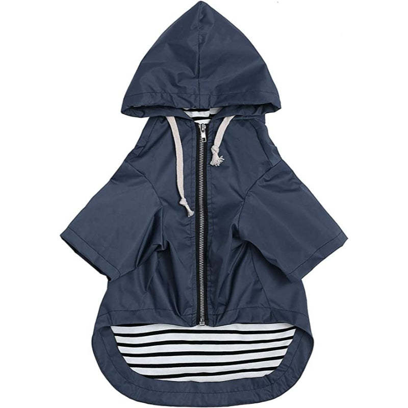 Dog Raincoat Waterproof Puppy Rain Jacket With Hood Reflective Strap-Paw Print Pad