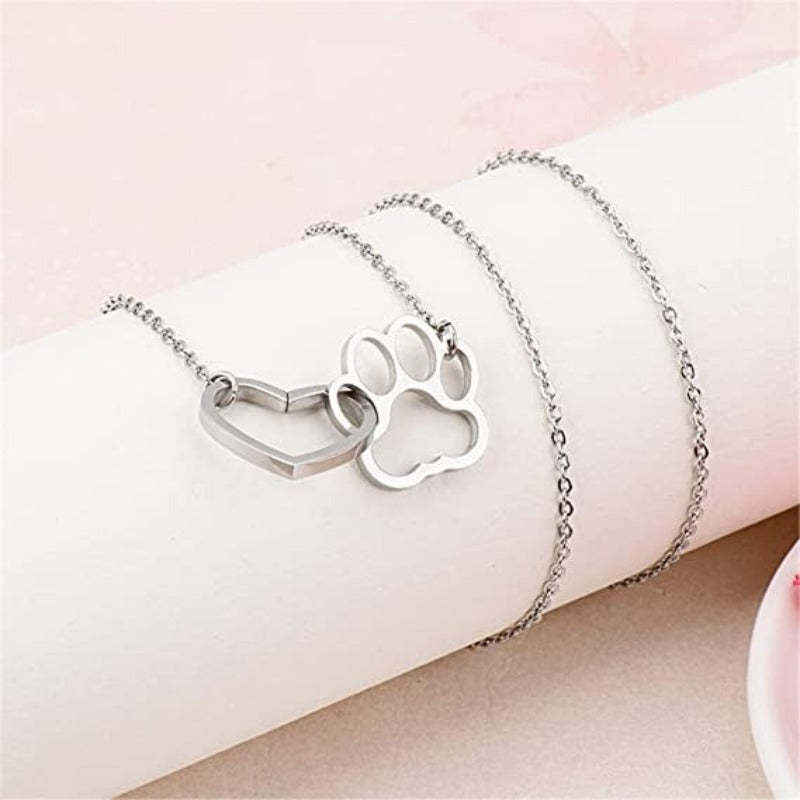 Classy Necklace Gold And Silver Plated-Paw Print Pad