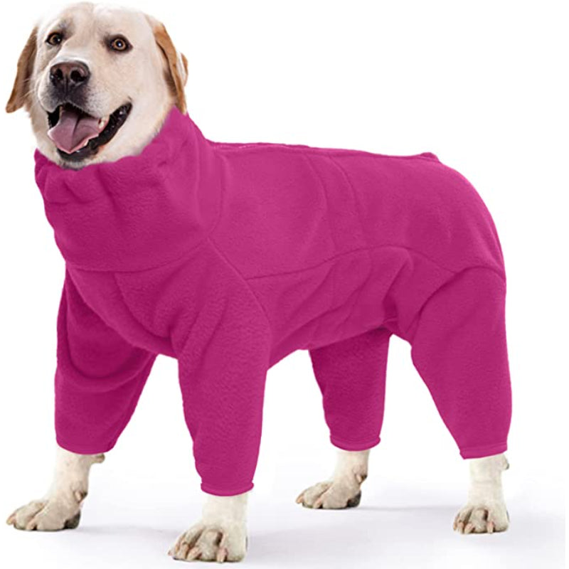 Dog Winter Coat Soft Fleece Pullover Pajamas, Pet Outfit Clothes-Paw Print Pad