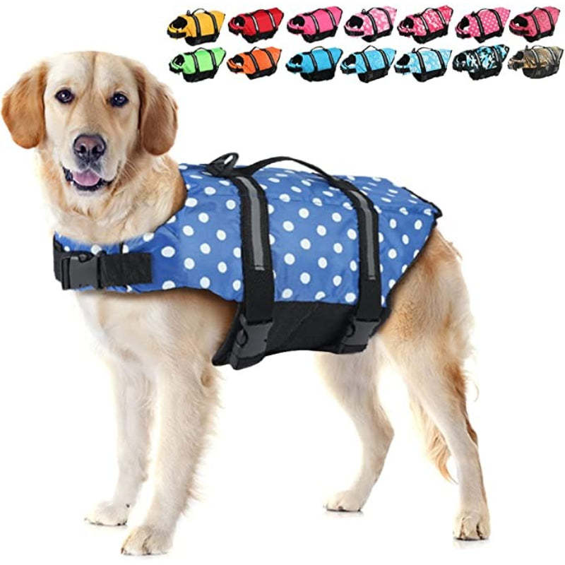 Dog Life Preserver, Dog Flotation Vest For Swimming-Paw Print Pad