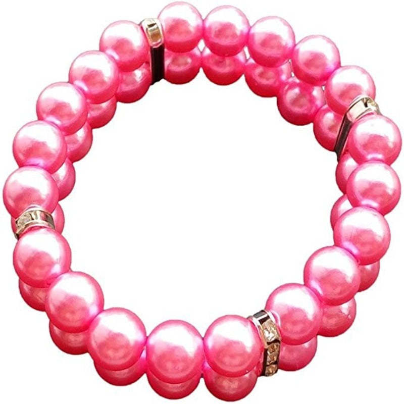 Fashion Two Rows Rhinestone Faux Pearl Elastic Pet-Paw Print Pad